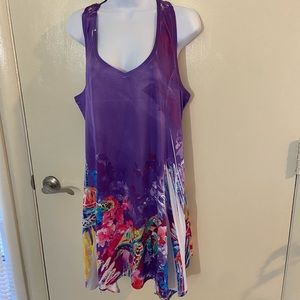 Shoreline Purple Floral Sea Turtle Midi Dress